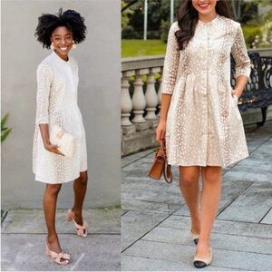 WEEKEND ONLY SALE Tuckernuck Antelope Royal Shirt Dress White Tan Print Size S